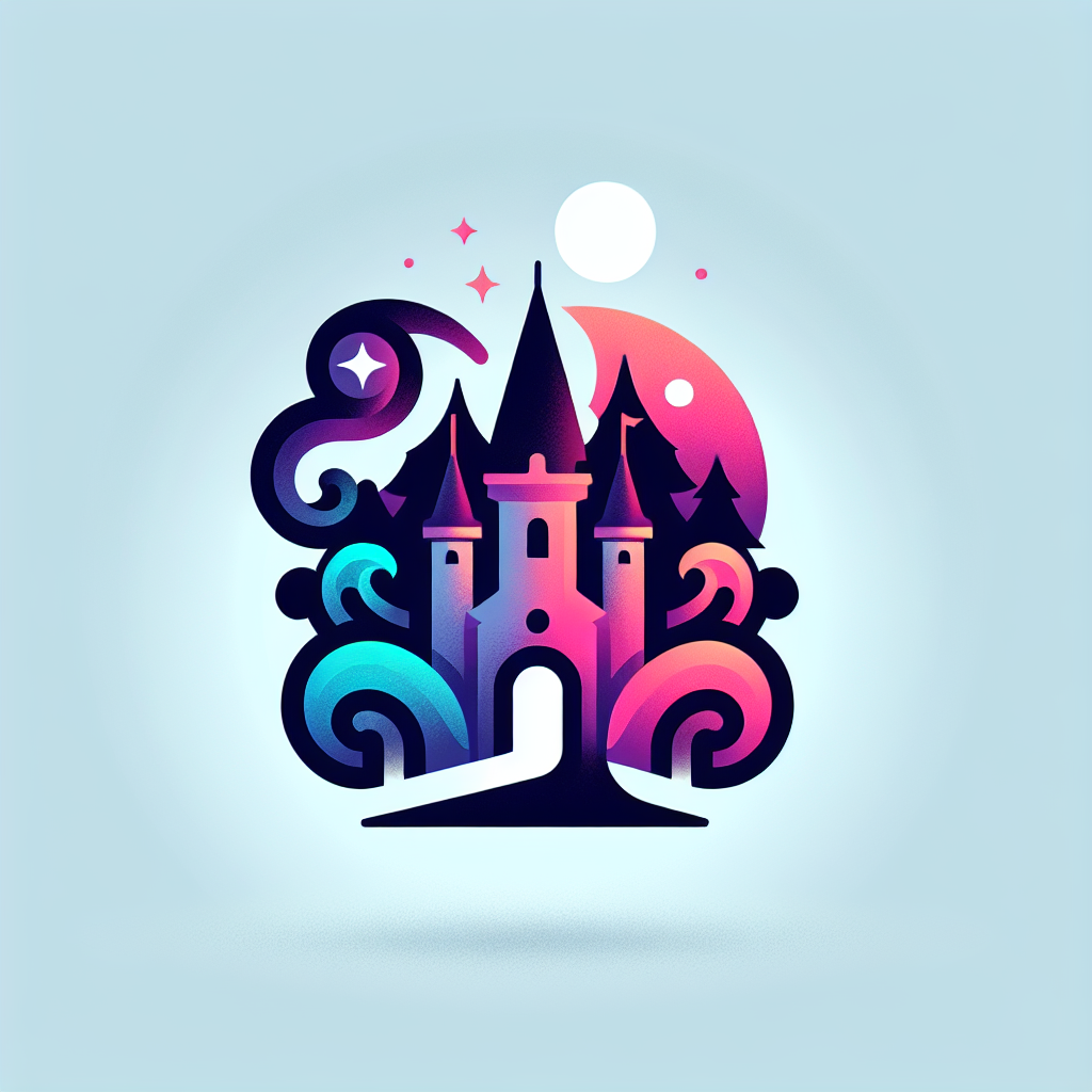 Design a logo for a whimsical and adventurous website, "Palace in Underland," capturing the essence of exploration and curiosity in a playful and fantastical design. Reflect a sense of wonder, mystery, and enchantment in the logo, bringing together elements of fantasy and adventure.
